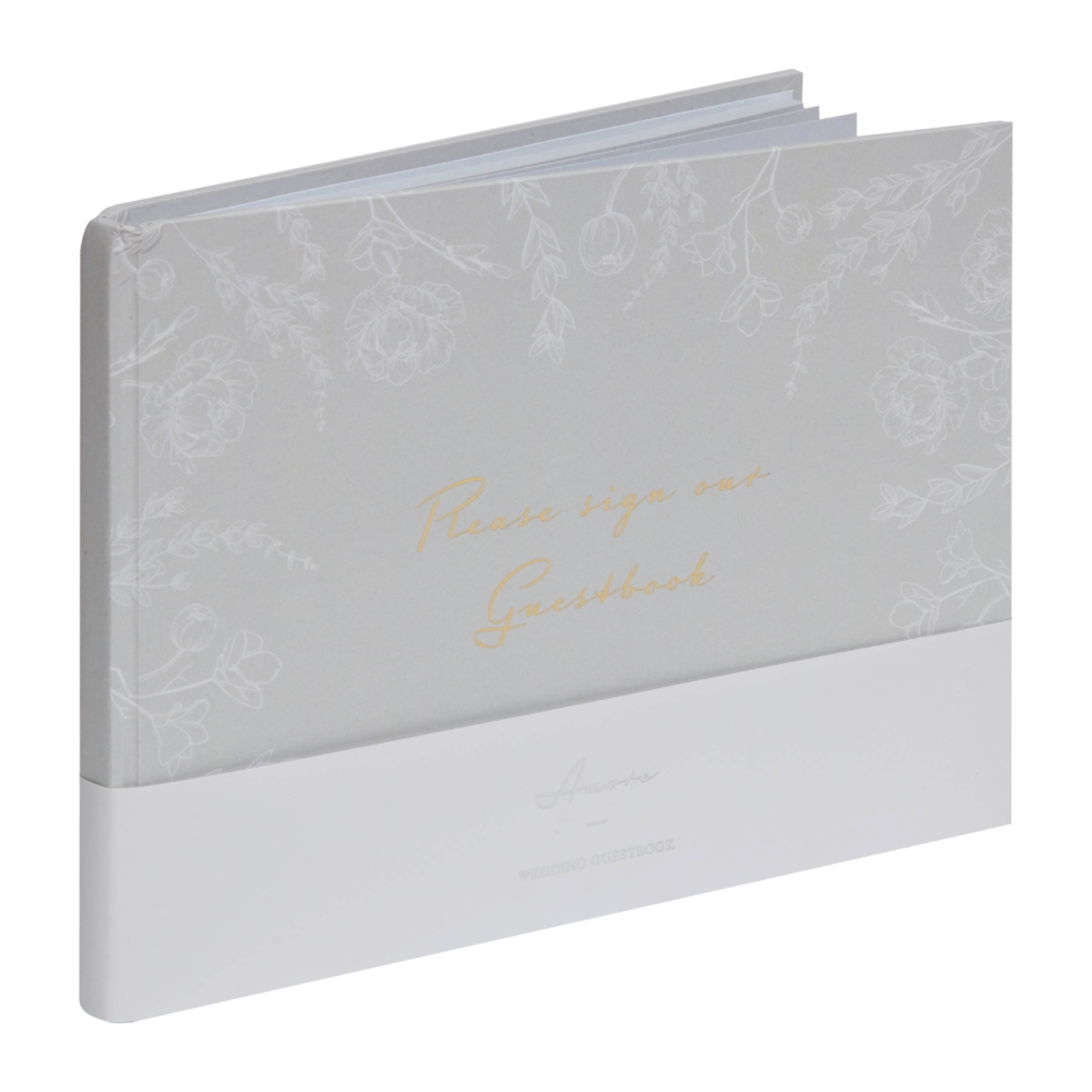 Amore Grey Floral Wedding Guest Book 40 Pages 