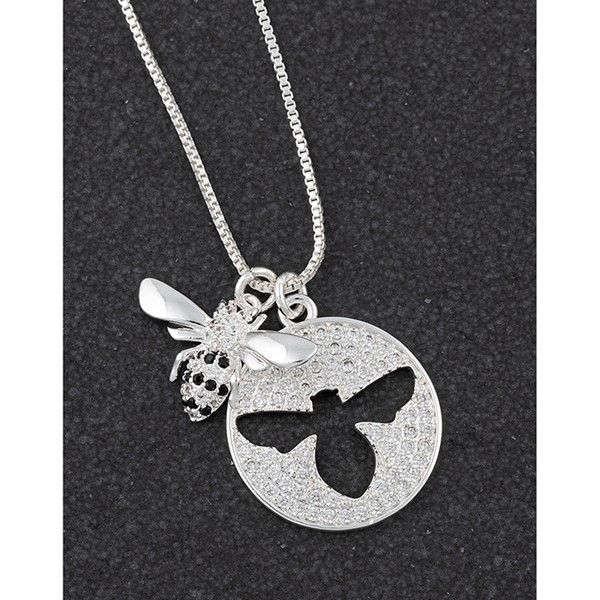 Honey Bee Silver Plated Silhouette Necklace - Cats Whiskers